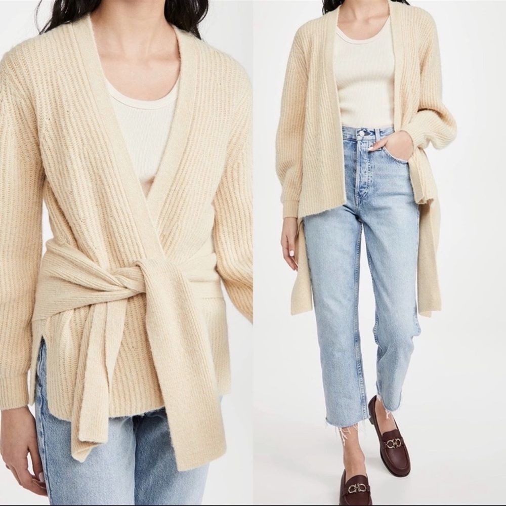 NWOT Brochu Walker Flaxen Yellow Melange Wool
Hansen Belted Cardigan Size M